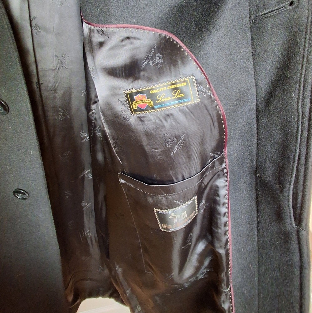 Pronto Moda Cashmere & Super 140’s Wool Coat | Black 46LDescr - Picture 2 of 8